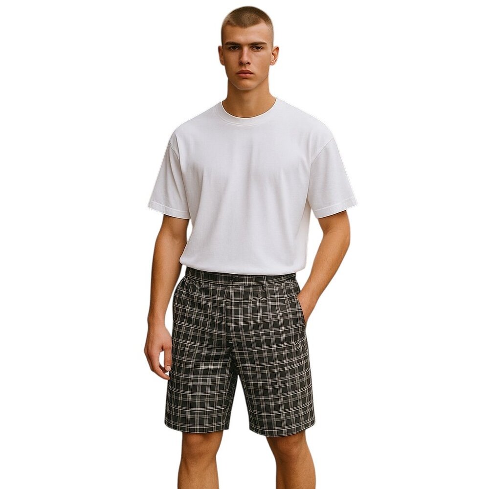 Adidas Shorts Men's MCC Plaid Novelty‎ Golf Black /Precinct Flat Front NWT